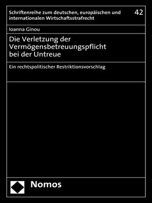cover image of Die Verletzung der Vermögensbetreuungspflicht bei der Untreue
